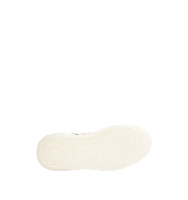 Image 4 of 5 - GREEN - AMIRI Pebbled Classic Low Sneakers featuring low-top buffed and pebble-grained leather sneakers, perforations at vamp and sides, lace-up closure, logo patch at padded tongue, padded collar, rubberized mesh trim at sides, logo bonded at sides and heel collar, mesh lining and treaded rubber sole. Upper: leather, rubber. Sole: rubber. 