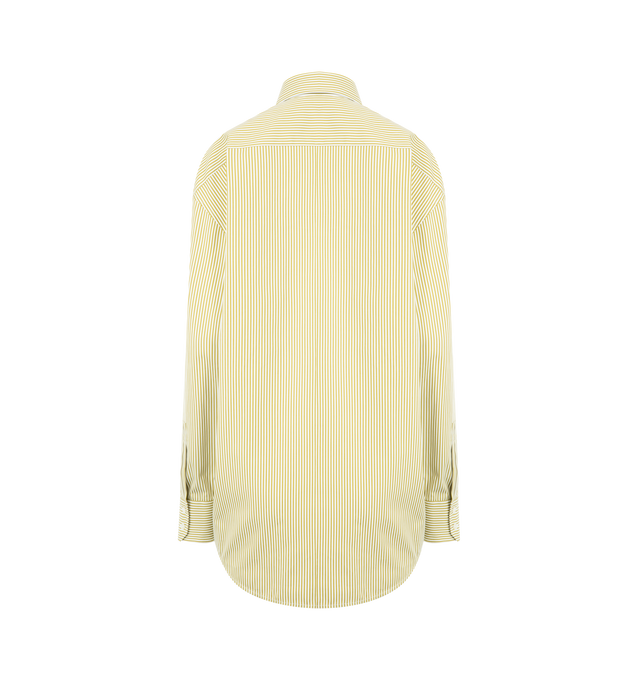 Image 2 of 2 - YELLOW - SAINT LAURENT Stripe Shirt featuring certified cotton, front button closure, one patch pocket at the chest, pointed collar and one-button mitered cuffs. 100% cotton. Made in Italy. 