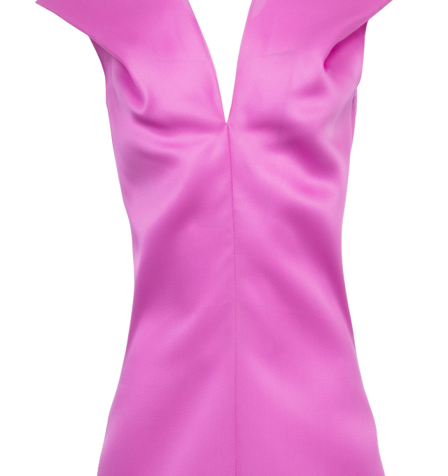 Image 3 of 3 - PINK - A fluid, flawlessly executed dress that lets the exquisite orchid-color silk gazar fabric shine. Wear on or off the shoulder. Concealed zipper at back.  100% Silk double gazar material. 