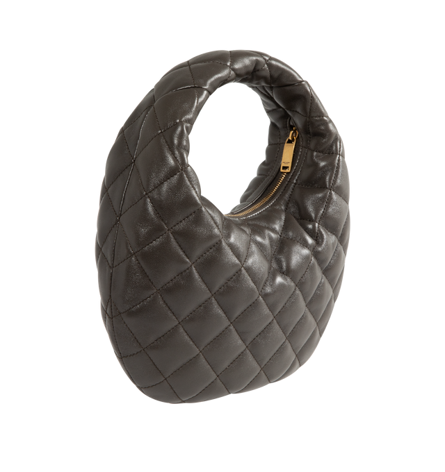 Image 2 of 3 - BROWN - SAINT LAURENT Icarino Bag in quilted nappa featuring baby version of the iconic Icar, with diamond-quilted topstitching, leather lining, bronze-tone hardware and zip closure. 6.7-10.2" x 5.1" x 1.2". Lambskin. Made in Italy. 