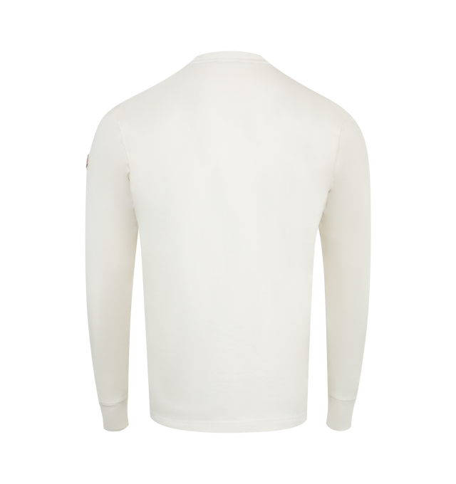 Image 2 of 3 - WHITE - MONCLER Basketball Logo Long Sleeve T-Shirt featuring heavy cotton jersey, crew neck, long sleeves and printed logo motif. 100% cotton.  