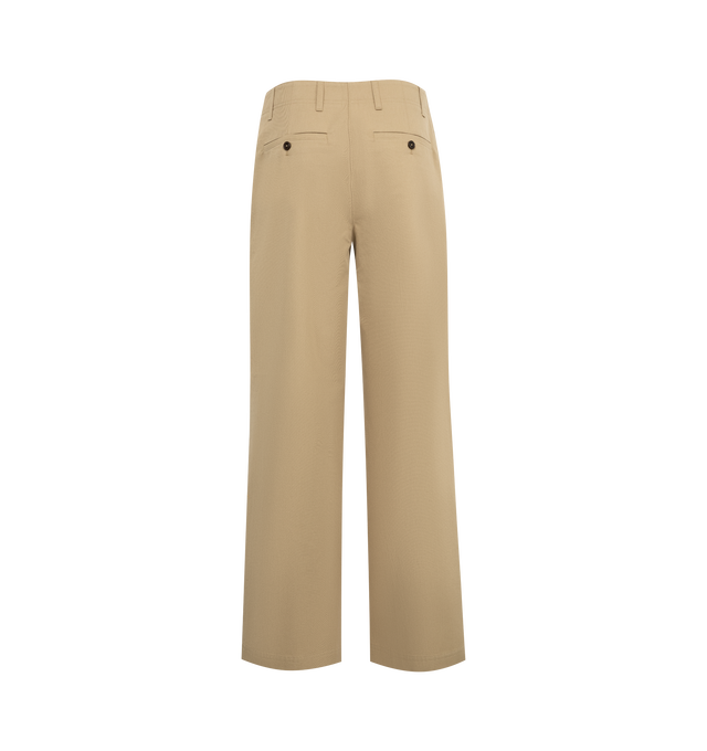 Image 2 of 3 - BROWN - TOTEME Relaxed Twill Trousers featuring belt loops, a button fly, side and back pockets, and precise front pleats falling into relaxed wide legs. 100% cotton organic. 