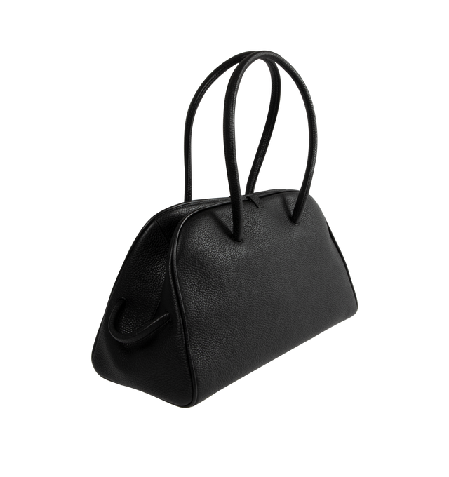 Image 2 of 3 - BLACK - JACQUEMUS Turismo Soft bowling bag featuring grained leather, two-way zip closure, inside zipped pocket, large patch pocket and bow detail. 39 cm x 21 cm x 17 cm. 100% calfskin. Made in Italy. 