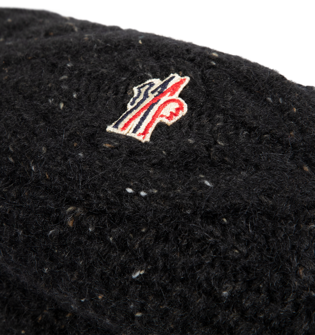 Image 2 of 2 - BLACK - MONCLER GRENOBLE Headband featuring cable knit and logo patch on front. 