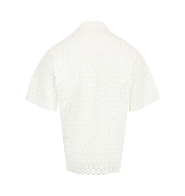 Image 2 of 2 - WHITE - WALES BONNER Highlife Bowling Shirt featuring open spread collar, button closure, short sleeves and textured. 