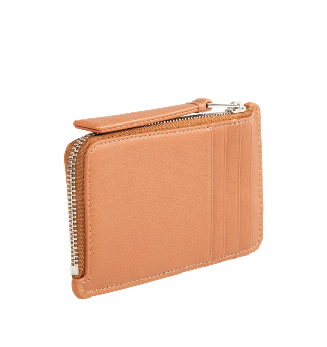 Image 2 of 3 - BROWN - LOEWE Puzzle Coin Cardholder featuring distinctive geometric pattern, in classic calfskin with overlapped edges, four card slots and a zipped coin compartment, calfskin zip pull and embossed Anagram. 3 x 5.1 x 0.4 inches. Calfskin. 