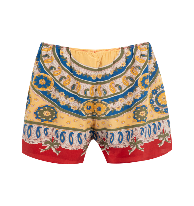 Image 1 of 2 - MULTI - BODE Bricolage Shorts featuring elastic waist and print throughout. 100% silk. Made in Portugal. 