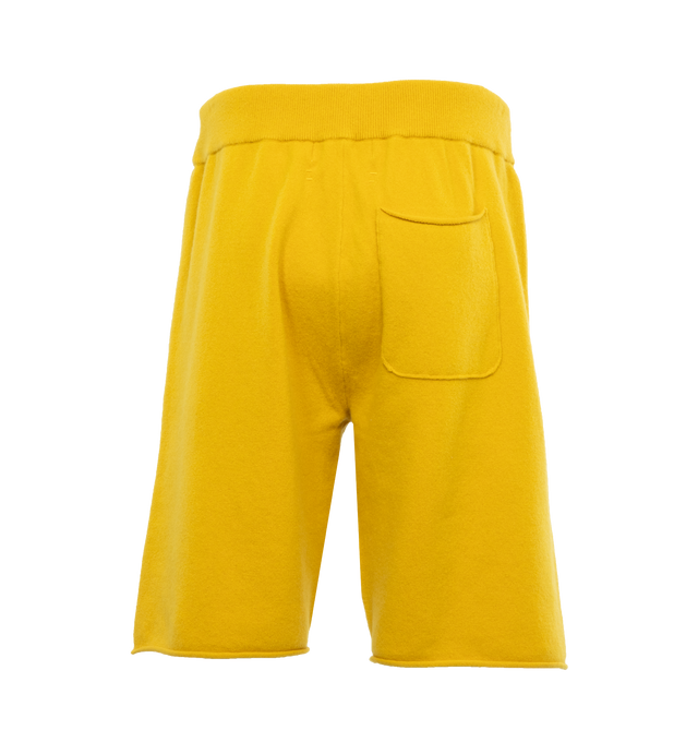 YELLOW - EXTREME CASHMERE Laufen Shorts featuring elasticated waistband, straight legs, knee-length and pull-on style. 88% cashmere, 10% nylon, 2% spandex/elastane.