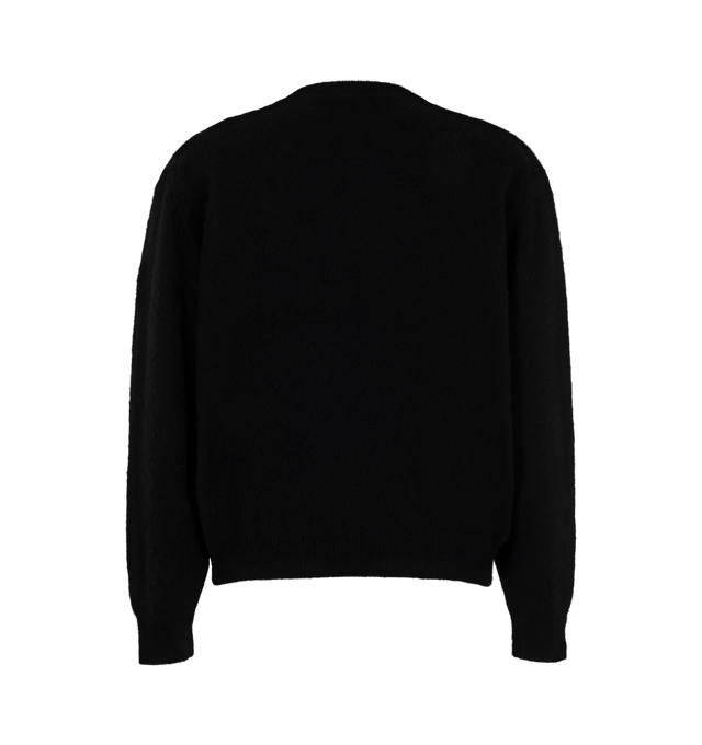 Image 2 of 2 - BLACK - A.Presse Brushed Cashmere Middle Gauge Henley Neck Sweater is crafted from brushed cashmere and features a classic Henley neckline, a medium-gauge knit construction, and a shaggy textured finish. Designed for exceptional softness and warmth, this refined pullover combines a relaxed silhouette with the luxurious feel of pure cashmere. Main Material: 100% Cashmere. Made in Japan. 
