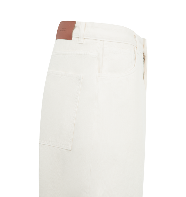 Image 3 of 3 - WHITE - STUDIO NICHOLSON Volume Jeans featuring exaggerated, balloon-shaped leg, button fastening, classic five pockets, belt loops and logo patch to the rear. Cotton. 