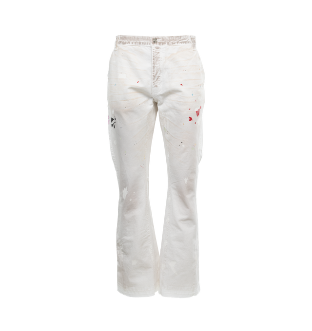 WHITE - GALLERY DEPT. Le Bar De Music Flare featuring belt loops, hand painted, flared hem and zip and button fly. 100% cotton. 