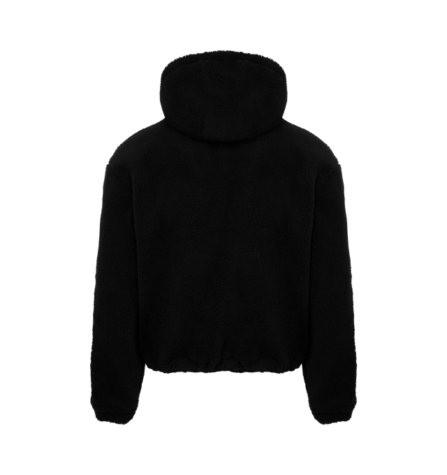 Image 2 of 3 - BLACK - AMIRI Bones Cotton Fleece Zip-Up Hoodie featuring plush cotton fleece, signature contrast bones patchwork along each sleeve, attached drawstring hood, drop shoulders, long sleeves, split kangaroo pocket and two-way front zip closure. 100% cotton. Made in Italy. 