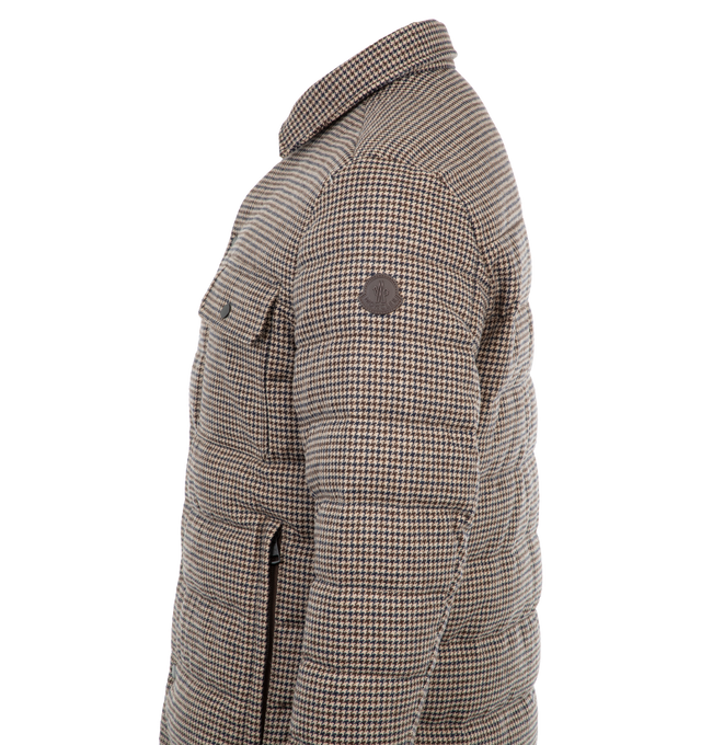 Image 3 of 3 - BROWN - Moncler Gasserhof Shirt Jacket is crafted in technical wool with an airsoft lining, adjustable cuffs, and zipped pockets. Lined. Made in Romania.   