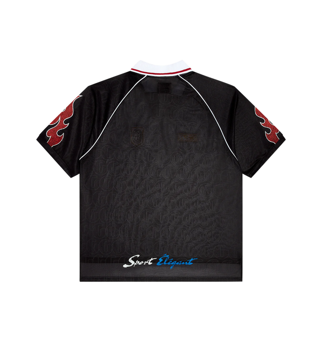 Image 2 of 2 - BLACK - GALLERY DEPT. Japan Jersey Football Top featuring regular fit, contrasting ribbed polo collar, short sleeves, graphic print at sleeves and back and embroidered logo at chest. 100% polyester. Made in Portugal. 