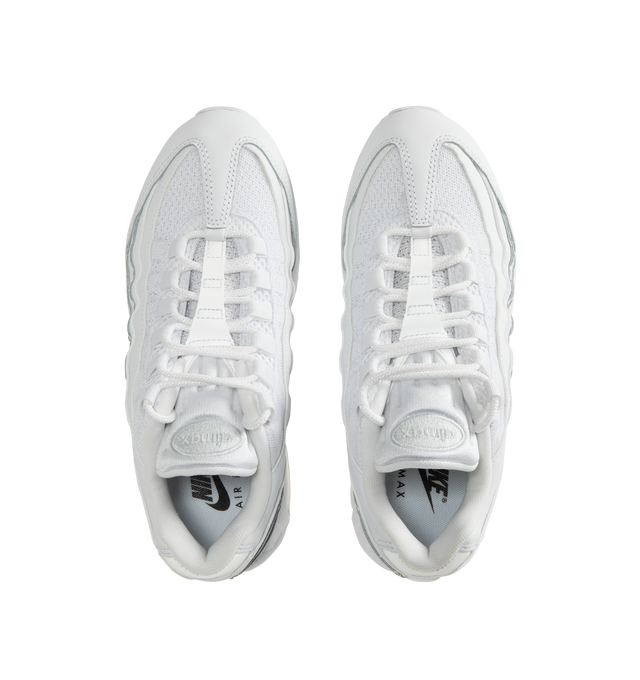 Image 5 of 5 - WHITE - NIKE Air Max 95 Big Bubble Sneaker featuring upper that combines real and synthetic leather with airy textiles, visible Max Air cushioning, flex grooves in the midsole and outsole, foam midsole and rubber outsole. 