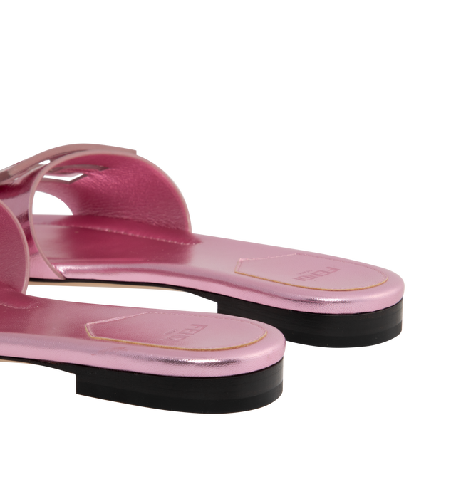 Image 3 of 4 - PINK - FENDI Wide Band Slides are embellished with FF baguette motif. Made in Italy.  