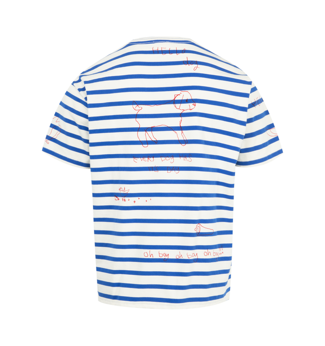 Image 2 of 2 - BLUE - BODE Margate Tee featuring crew neck, short sleeves, stripes throughout and illustrations all over. 100% cotton. Made in Portugal.  