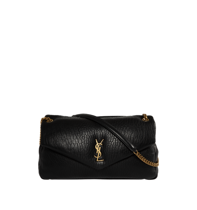 Image 1 of 4 - BLACK - SAINT LAURENT Calypso Large Bag featuring grosgrain lining, snap button closure and one interior pocket. 11" X 8.7" X 4.7". 95% lambskin, 5% brass.