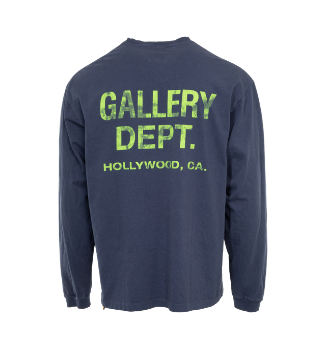 Image 2 of 3 - NAVY - GALLERY DEPT. Souvenir Logo T-Shirt featuring long-sleeves, soft cotton-jersey, relaxed, boxy silhouette, screen-printed logo on chest and back and subtly faded for a well-worn look. 100% cotton. 