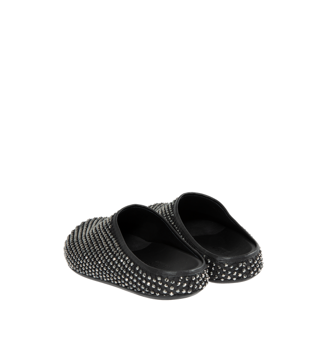 BLACK - MARNI Fussbett Sabot Mule featuring rhinestone-encrusted netting, barefoot feeling, leather anatomical insole and ribbed rubber sole. 100% ovine leather. Lining: 100% goat leather. Sole: 100% rubber.
