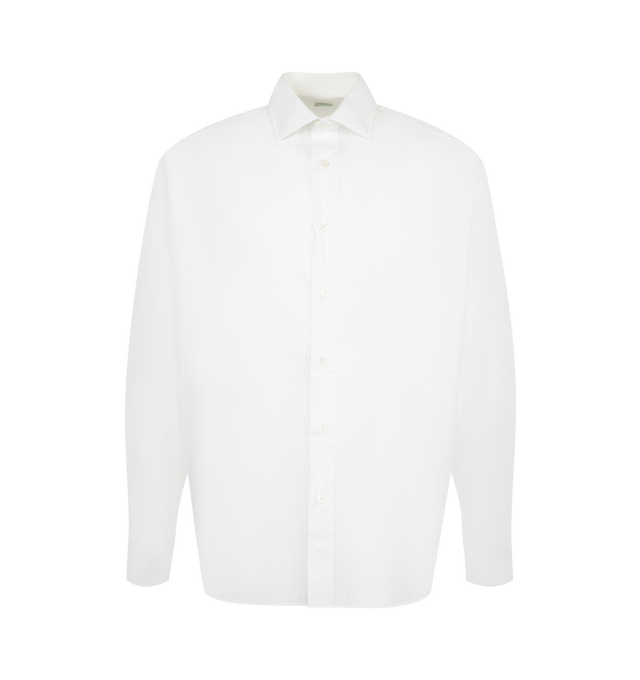 Image 1 of 2 - WHITE - A.Presse Men's Spread Collar Shirt is crafted from cotton and features a regular-fit silhouette with a classic spread collar. Designed with a clean, timeless construction that reflects the brand's understated approach to everyday tailoring. Main Material: 100% Cotton.  