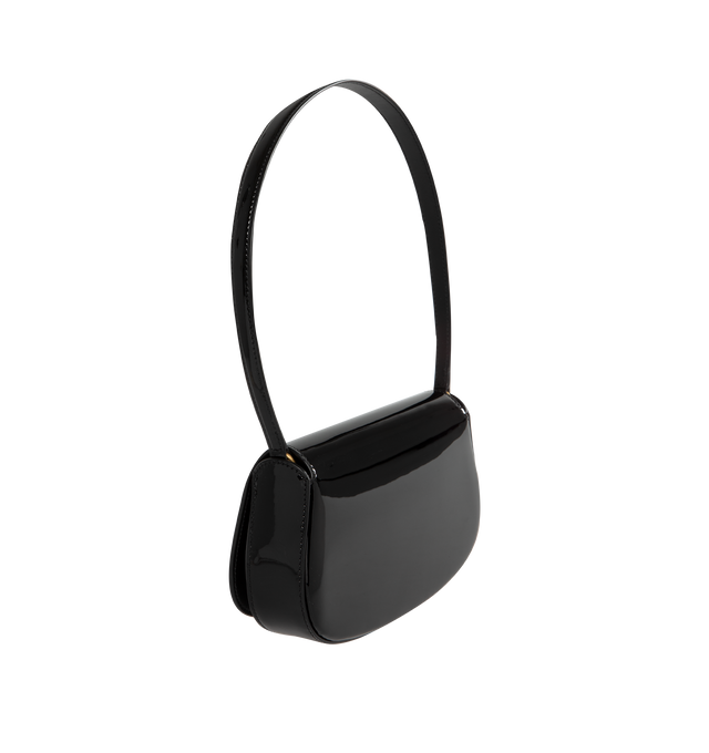 Image 2 of 3 - BLACK - Saint Laurent YSL Hobo Demi Lune has a Cassandre logo hook closure, a fixed belt, and an interior flap pocket. H 4.3 x W 9.83 x D 1.8 Inches. Calfskin leather. Made in Italy.  