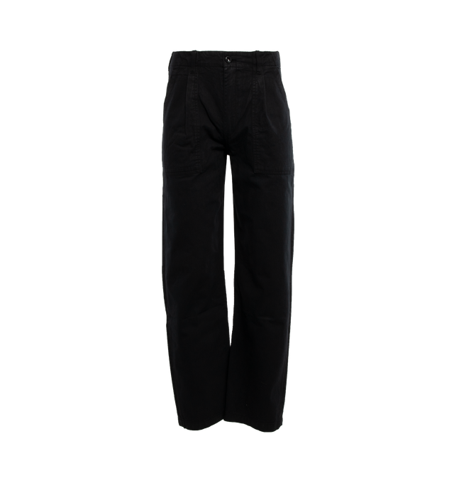 BLACK - NOAH Pleated Fatigue Pants featuring patch pockets on front with pleat, zip-fly and button-closure and patch flap pockets with button-closure on back. 100% cotton Japanese twill. Made in Portugal.