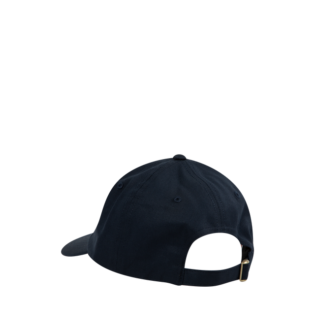 Image 2 of 2 - NAVY - Noah Core Logo 6-Panel Hat has embroidered eyelets, an adjustable leather strap with metal slider, and an embroidered logo at the front. 100% wool. Made in USA.  