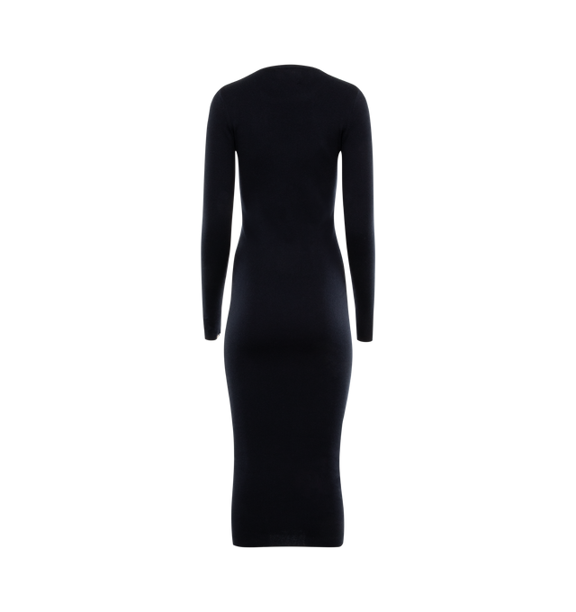 Image 2 of 2 - NAVY - EXTREME CASHMERE Snake Short Dress featuring minimalistic long tight-fitted dress in comfortable and stretchy cotton-cashmere mini rib, maxi dress has a high round neckline and long sleeves. 70% cotton, 30% cashmere. 