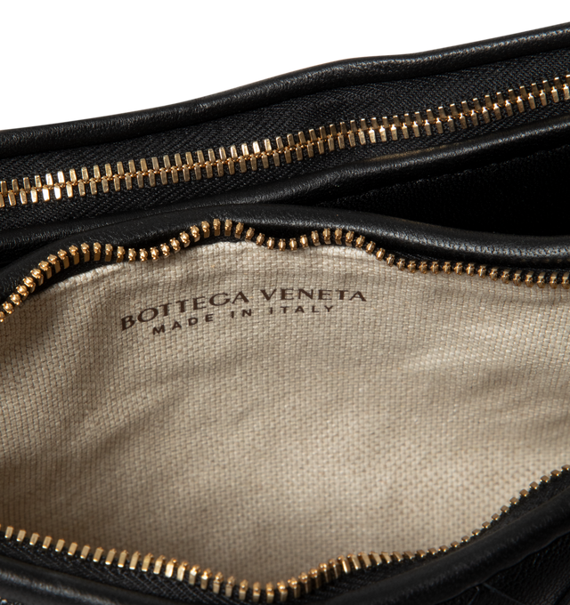 Image 3 of 3 - BLACK - BOTTEGA VENETA Crossbody Bag with Intrecciato Craftsmanship in Leather featuring zip closure and adjustable crossbody strap. Calfskin. Made in Italy. 