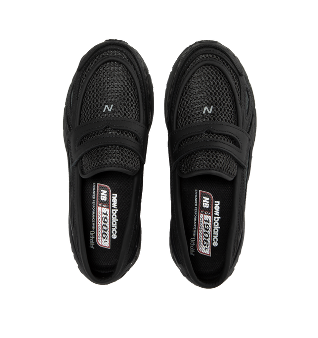 Image 5 of 5 - BLACK - New Balance U1906L Sneakers are a loafer-inspired style with mesh uppers, synthetic overlays, ABZORB SBS heel pods, and N-energy shock absorption.  