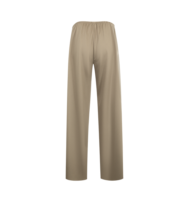 Image 2 of 3 - BROWN - THE ROW Gala Pant featuring bias-cut pant in virgin wool flannel with slim gathered elastic waistband and wide leg. 100% wool. Lined in 100% silk. Made in Italy. 