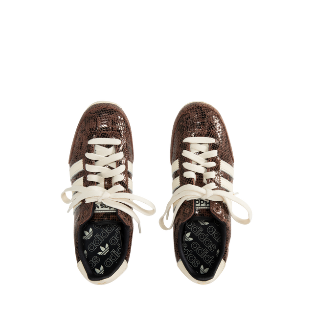 Image 5 of 5 - BROWN - Japan Sneaker featuring soft smooth leather upper accented with snakeskin-look details, regular fit, lace closure, leather upper, synthetic lining and rubber outsole. 