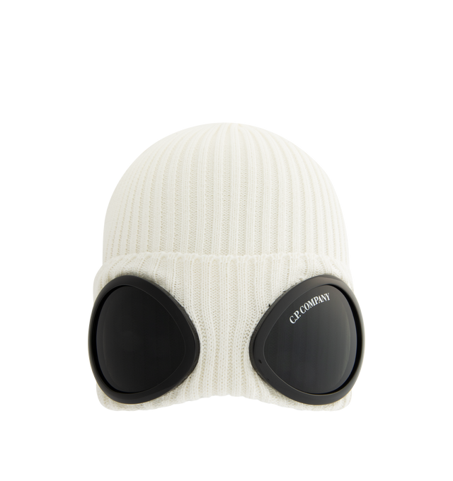 cp company goggle beanie C.P. Company White Cotton Beanie