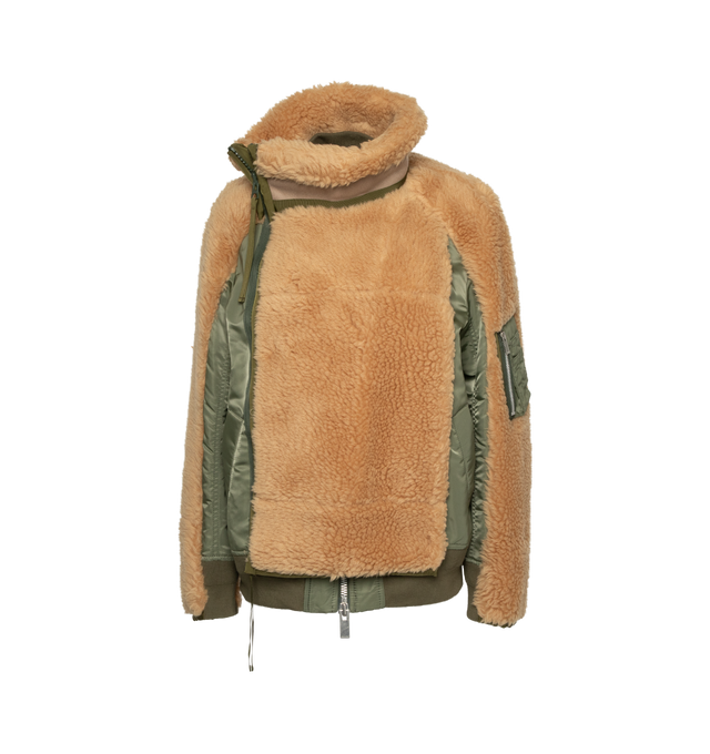 FAUX SHERLING NYLON TWILL BLOUSON