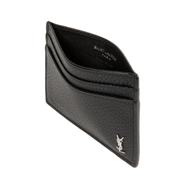 Image 3 of 3 - BLACK - Saint Laurent Mens Card Holder is crafted from leather. Features multiple card slots and gold-tone hardware. Dimensions: 10.5  7.5 cm. Main Material: Leather; Hardware: Gold-Tone Metal. Made in Italy. 