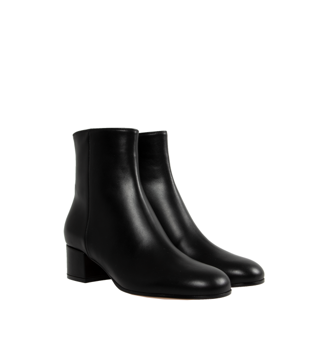 Image 2 of 4 - BLACK - GIANVITO ROSSI Joelle 45mm Bootie featuring round toe fitted bootie with an inside zip and a 45mm block heel. 100% calfskin.  