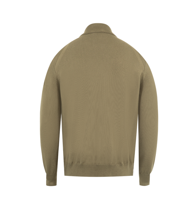 Image 2 of 3 - GREEN - MONCLER Padded Cardigan featuring lightweight micro chic lining, down-filled, stocking stitch, Gauge 7, zipper closure, vertical welt pockets with snap button closure and embossed embroidery. 100% polyester. 100% cotton. Padding: 90% down, 10% feather. 