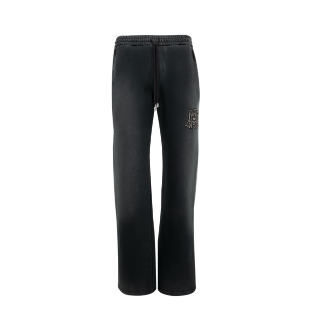 Image 2 of 6 - BLACK - Amiri MA Vintage Sweatpants have an elastic drawstring waist, overall distressing and fading, elastic ankles, side pockets, a brand logo patch, and a back patch pocket.  