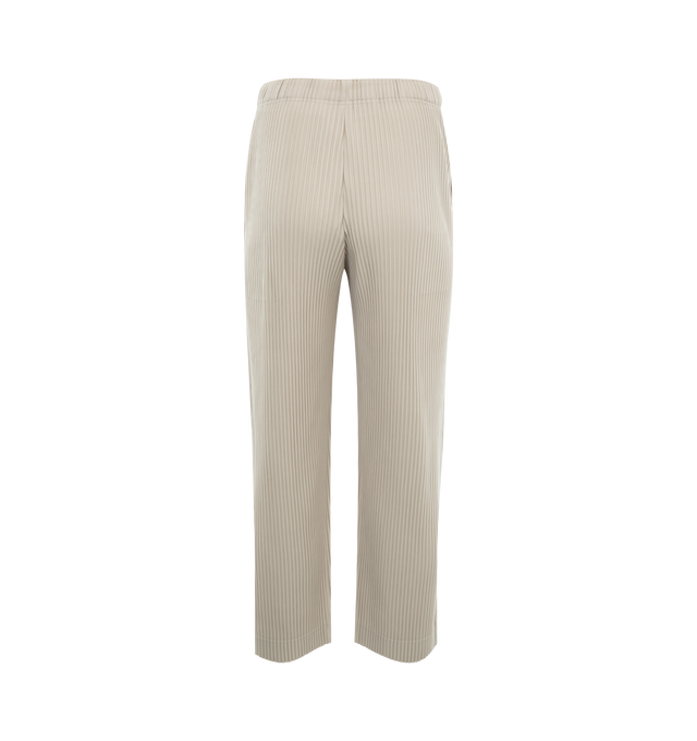 Image 2 of 3 - NEUTRAL - ISSEY MIYAKE Pleated Straight-Leg Pants featuring elasticized waist, side slip pockets, full length and relaxed fit through straight legs. 100% polyester.  