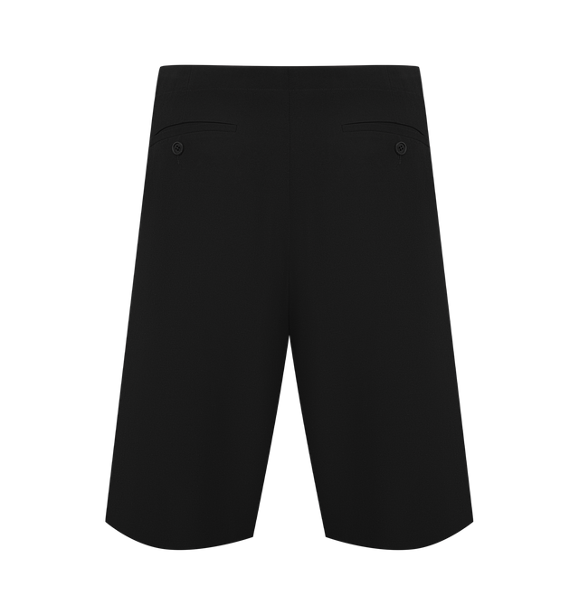 Image 2 of 3 - BLACK - THE ROW Sayed Short featuring minimal tailored short in soft Japanese wool gabardine with wide leg, seamless side construction and side welt pockets. 100% wool. Made in Italy. 