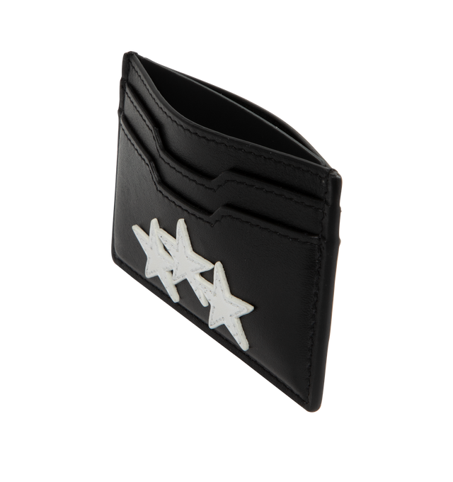 Image 3 of 3 - BLACK - Amiri Three Star Leather Card Holder has 6 card slots and leather star appliques. 100% leather. Made in Italy.  