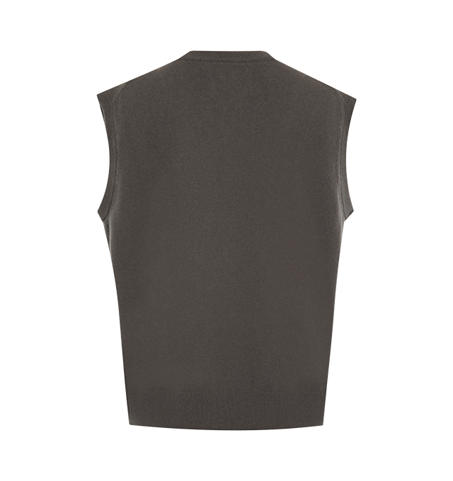 Image 2 of 2 - BROWN - EXTREME CASHMERE Lord Top featuring a comfort fit, sleeveless, deep scoop neckline, a ribbed hem and ribbed armhole details. 88% cashmere, 10% nylon, 2% elastane. 
