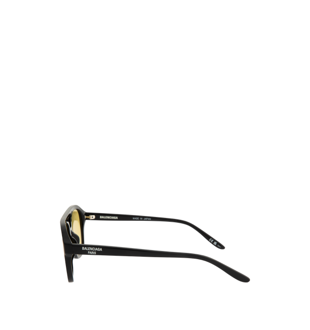 Image 2 of 3 - YELLOW - BALENCIAGA Daily Pilot Sunglasses featuring bold aviator shape, double bridge design and logo engraved on temples. 100% acetate. Made in Japan. 