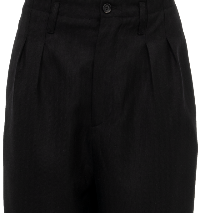 Image 4 of 4 - BLACK - BODE Ripple Trousers featuring a mid-rise, button zip closure, side pockets, back welt pockets and a wide leg. 100% wool. Made in Portugal. 