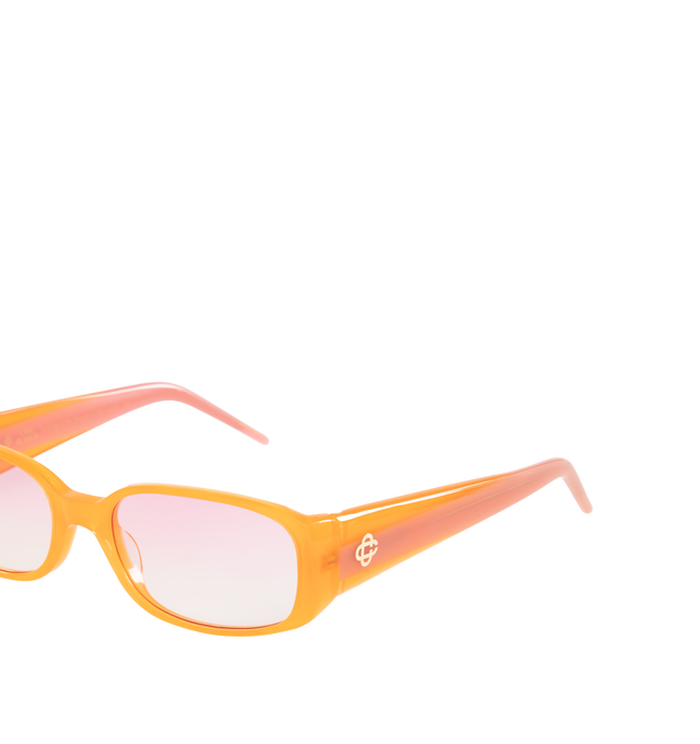 Image 3 of 3 - ORANGE - CASABLANCA Oval Stripe Acetate Sunglasses featuring gold-tone logo emblem, oval frame and non-polarized lenses. Acetate frame, plastic lenses. 