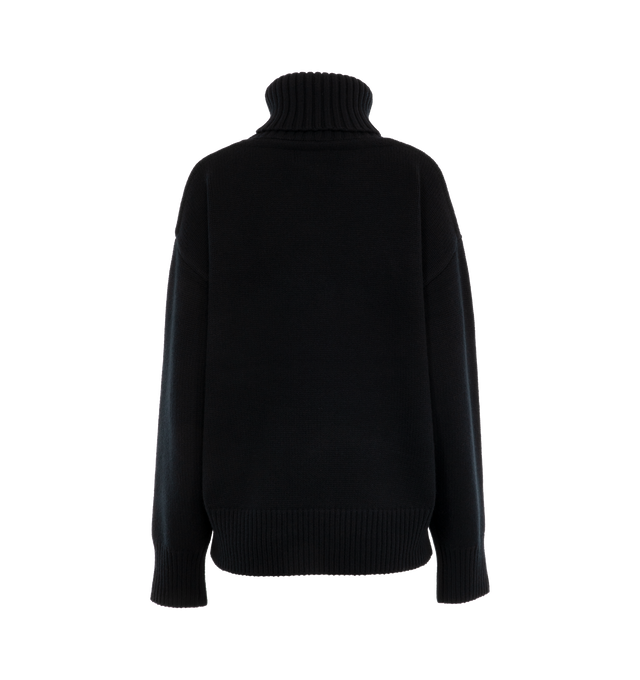 Image 2 of 2 - NAVY - EXTREME CASHMERE Oversize Extra Sweater featuring drop-shoulder turtleneck sweater and heavy-knit. 100% cashmere. 