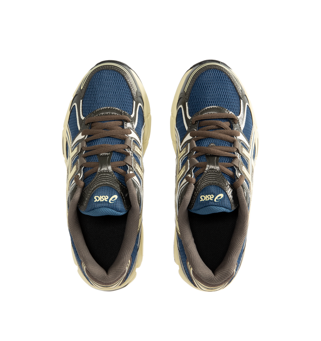Image 5 of 5 - BLUE - ASICS Mens GEL-STRATUS MC Sneakers feature a breathable air mesh upper with synthetic leather overlays inspired by the GEL-STRATUS 4 running shoe. Designed with rearfoot GEL technology for enhanced cushioning, a GEL-JOG MC-inspired midsole, lace-up closure, and a durable rubber outsole. Upper: Air Mesh and Synthetic Leather; Midsole: Rearfoot GEL Technology; Outsole: Rubber. Imported 
