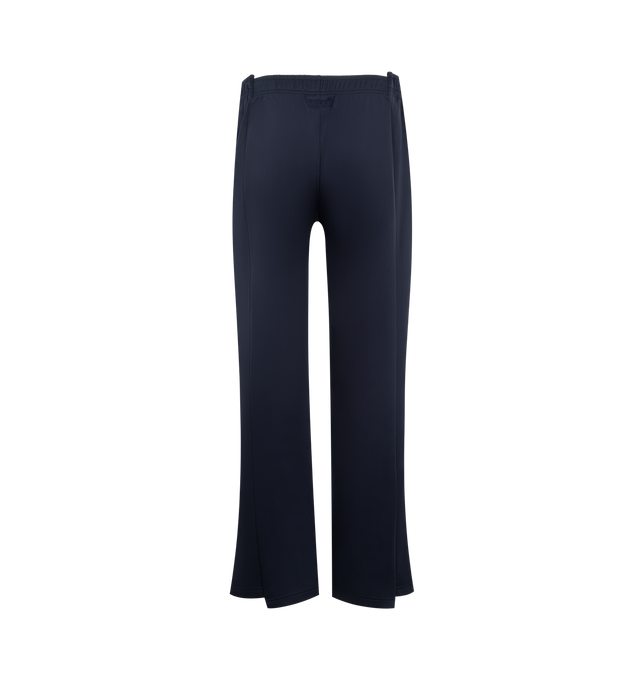 Image 2 of 3 - NAVY - VETEMENTS Cut-Up Athletic Sweatpants featuring paneled construction, concealed drawstring at elasticized waistband, two-pocket styling, logo embroidered at front and asymmetric cuffs. 56% polyamide, 44% cotton. Made in Portugal.  