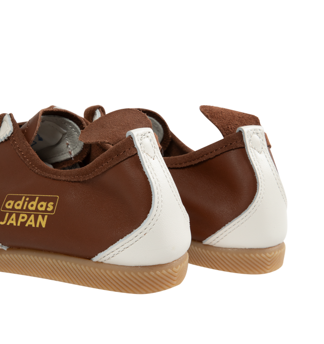 Image 3 of 5 - BROWN - ADIDAS Originals Japan Sneakers are a lace-up style with premium leather uppers intricate, detailed stitching, and rubber gum soles.  Unisex style in men's sizes. 